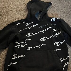 Champion Kids Black and White Logo Hoodie